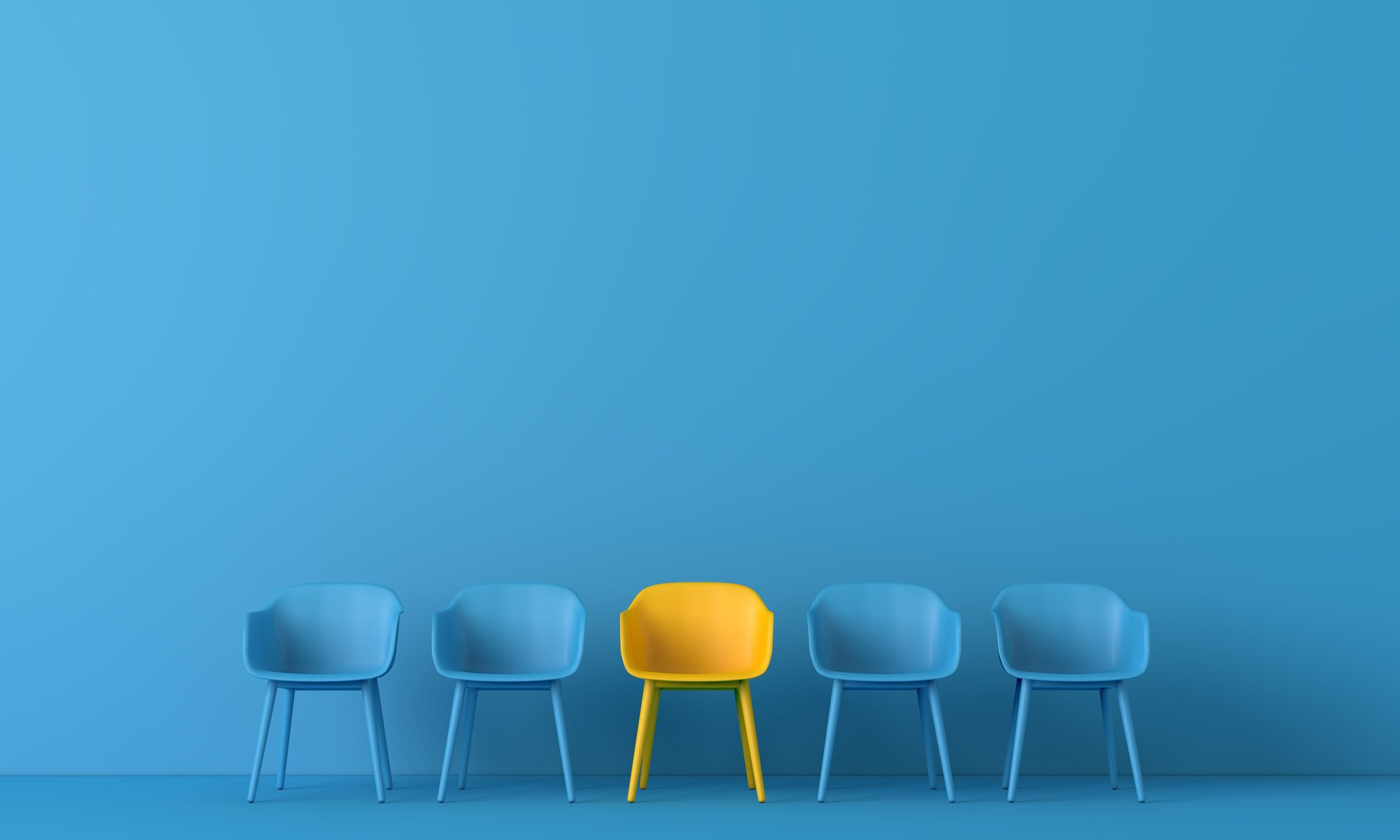 Yellow Chair Standing Out 3D Render Illustration